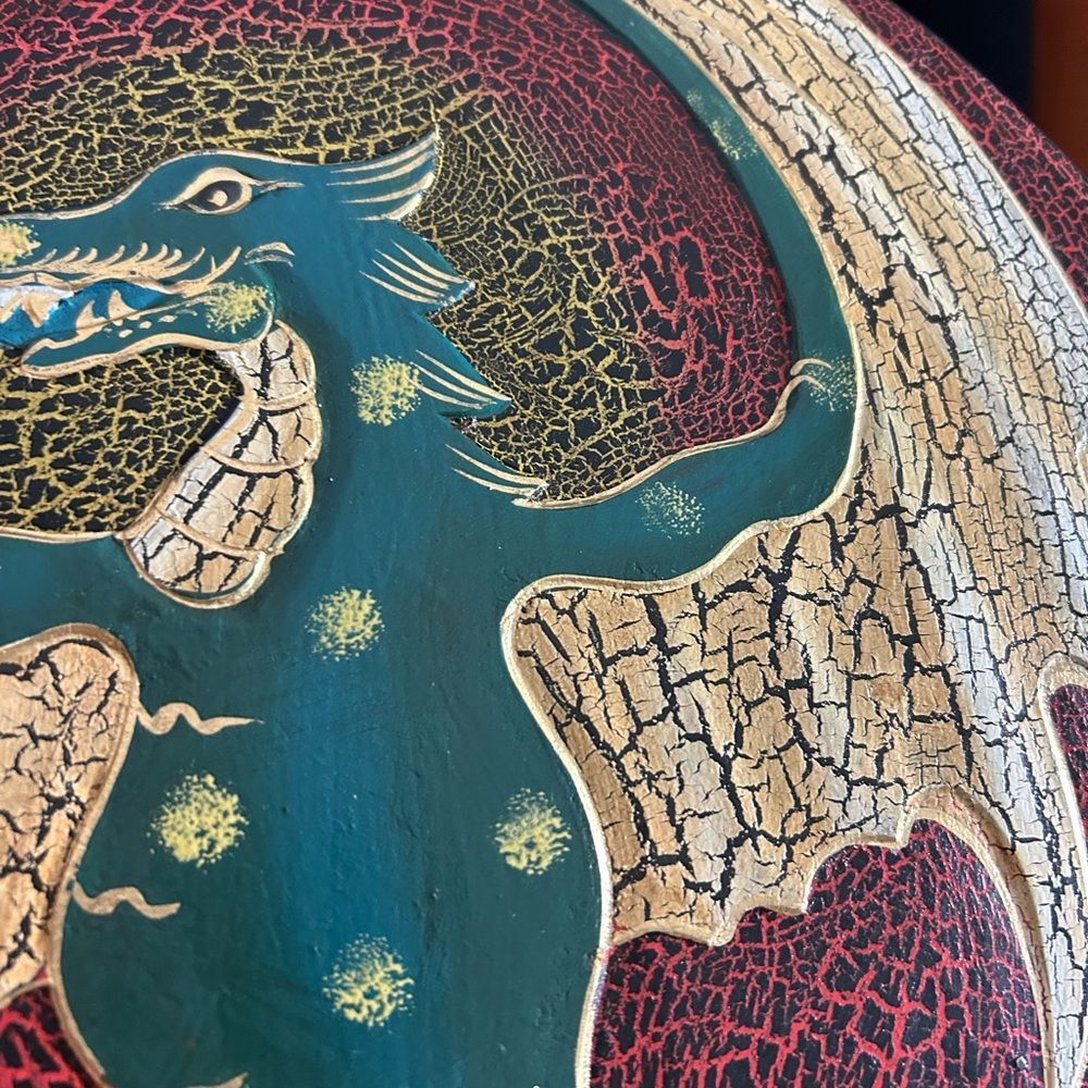 Vintage 15.75" Green Dragon Fantasy Whimsy Wall Art Handcarved - Picture 5 of 12